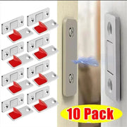 Magnetic cabinet catches 10-pack by Simples Market; slim silver metal plates with red tabs