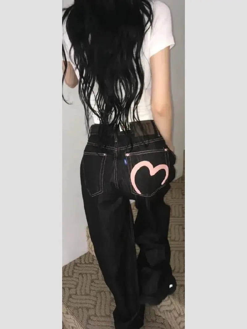 Y2K Wide Leg Denim Jeans Women Baggy Grunge Harajuku Punk Winter