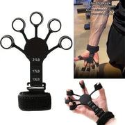 Simples Market 5-Finger Trainer silicone hand grip strengthener with adjustable 13/17/21 lb weights, black wrist strap
