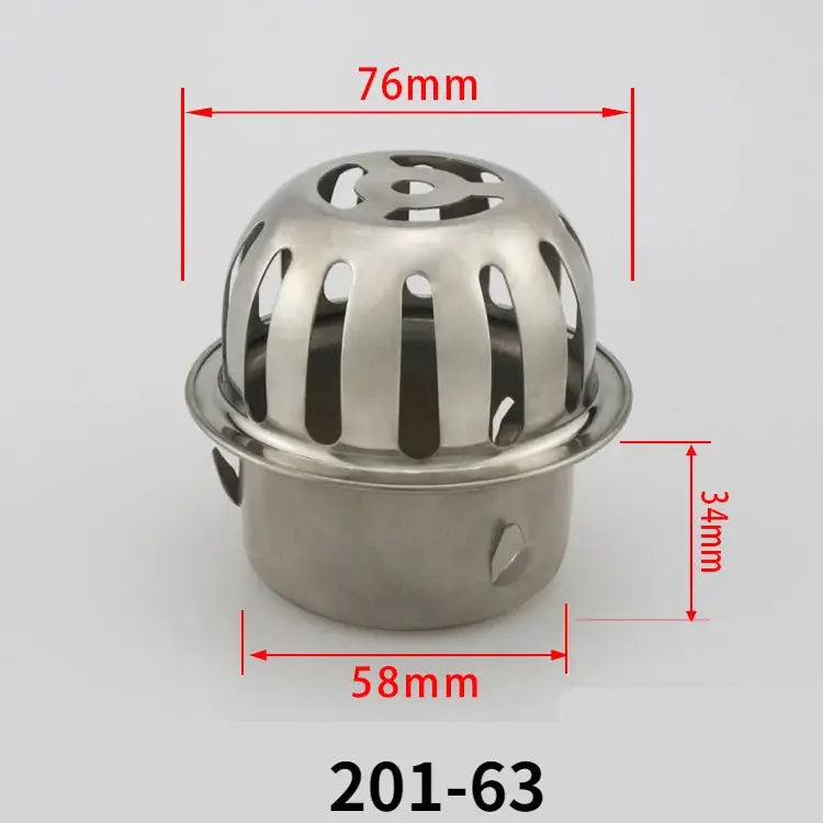 Stainless steel balcony floor drain with dome top, anti-blocking design, 76mm diameter, Simples Market