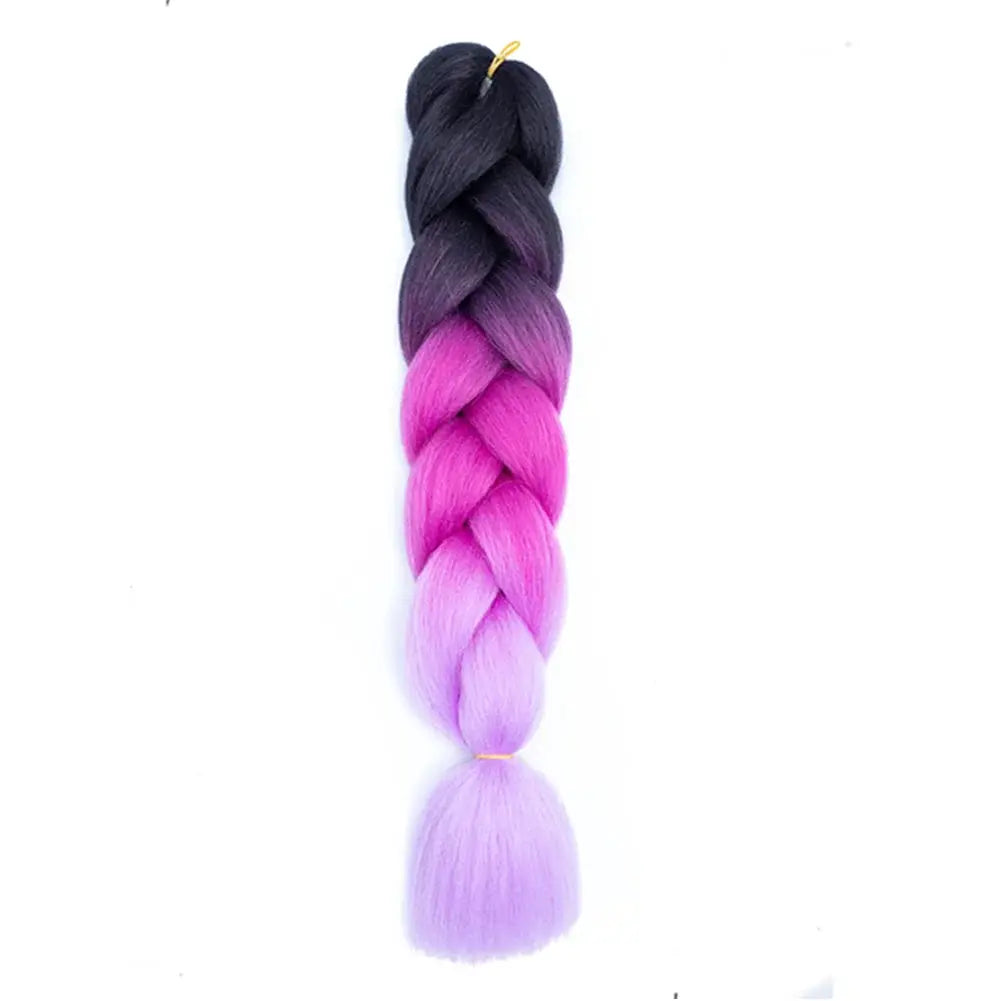 24-inch jumbo braiding hair extension in black-pink-lavender ombre; synthetic Afro crochet braid