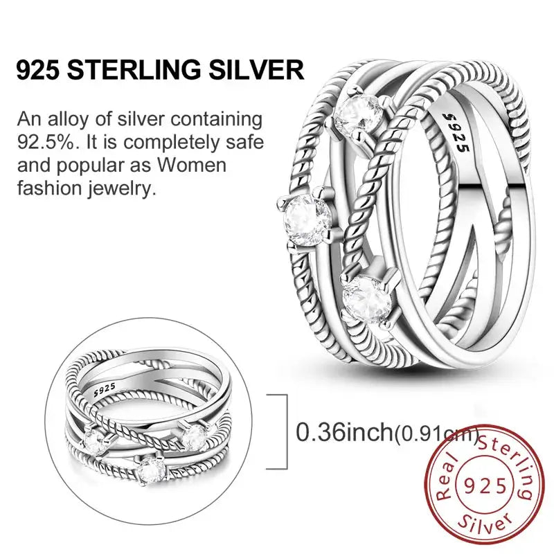 925 Sterling Silver Rings Bow Heart Star Sun Moon Zircon For Women Jewelry Birthday Anniversary Gifts
