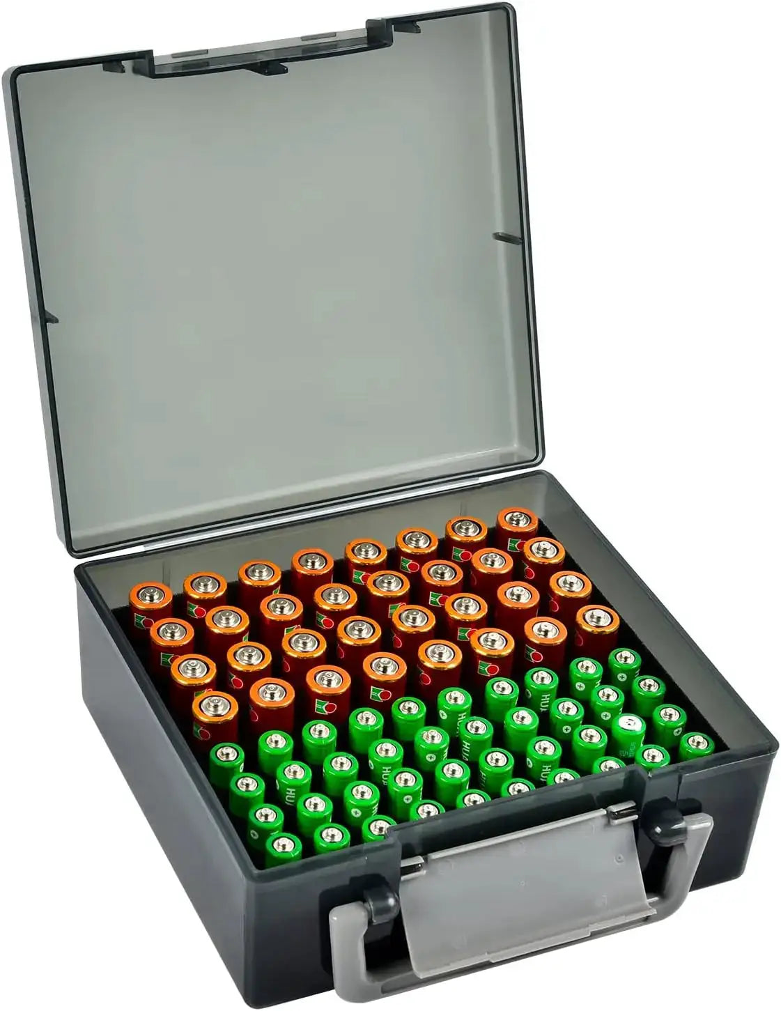 72 Capacity Battery Storage Organizer for AA and AAA Batteries Durable Box Case for Home Drawer and Garage Organization