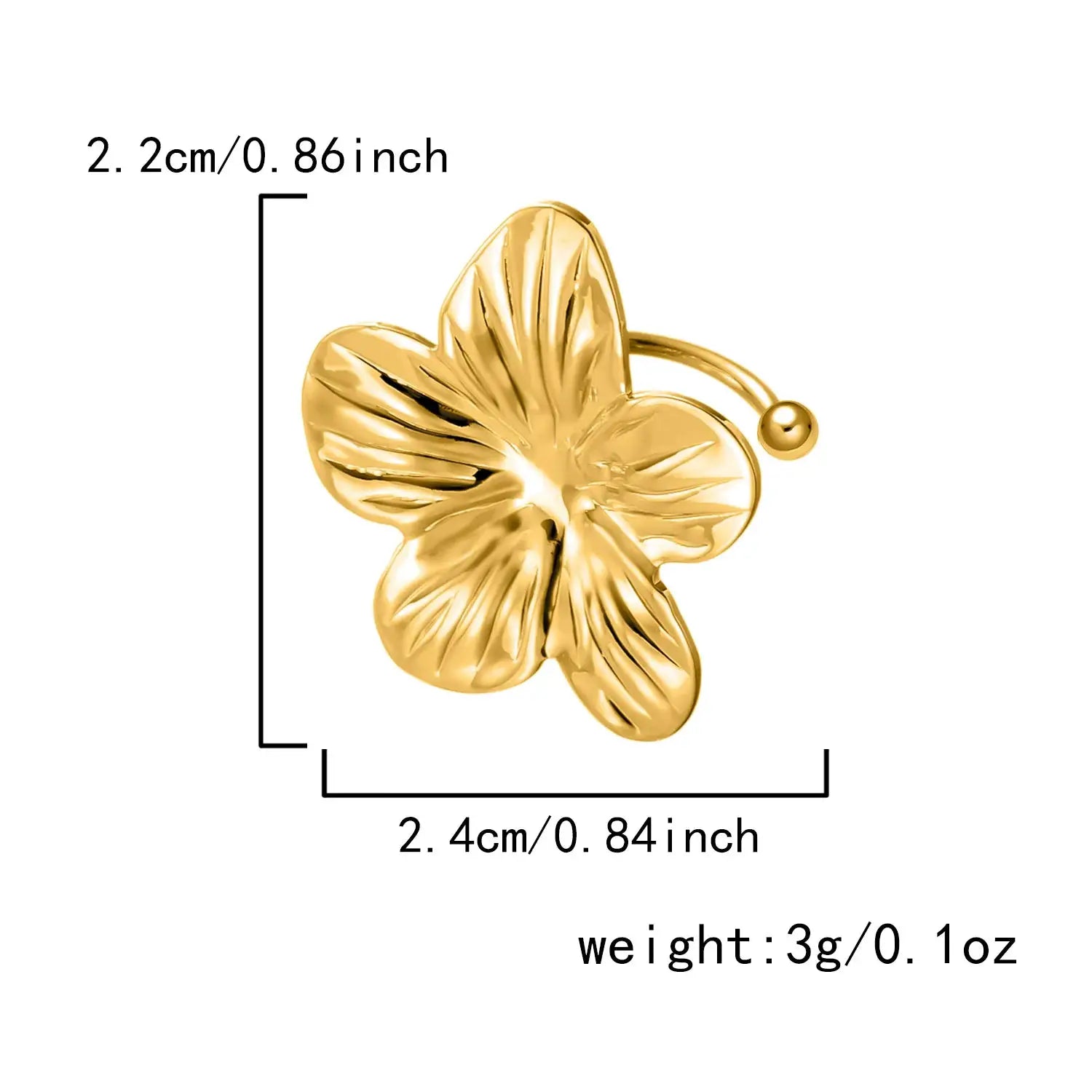 Gold-tone starfish ear clips, fake piercings for women, boho beach jewelry (2.2 cm wide)