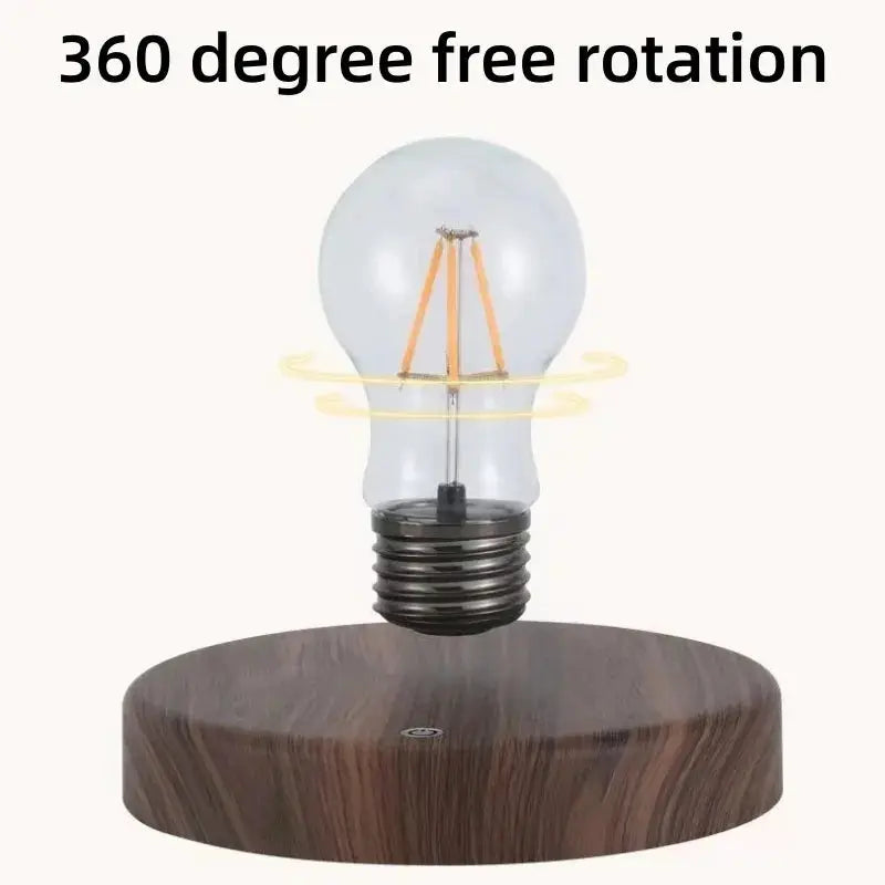 Simples Market magnetic levitation lamp with a floating glass LED bulb on a wooden base, 360° rotation