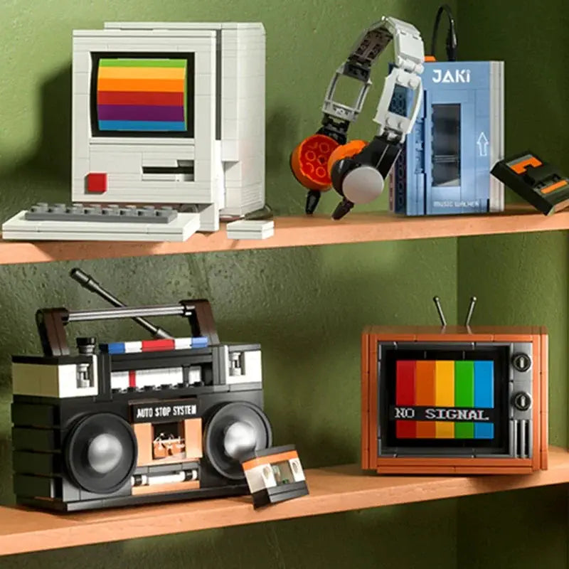 DIY Retro Electronics Building Blocks Model Brick Set For TVs Tape Players Walkman Game Consoles And Radios