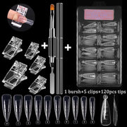 NailCraft 100 Pcs Nail Tips Full Set Coffin Shape Acrylic False Nails Transparent Full Coverage for Easy Gel Extensions