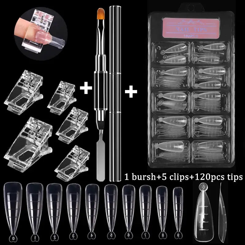 NailCraft 100 Pcs Nail Tips Full Set Coffin Shape Acrylic False Nails Transparent Full Coverage for Easy Gel Extensions
