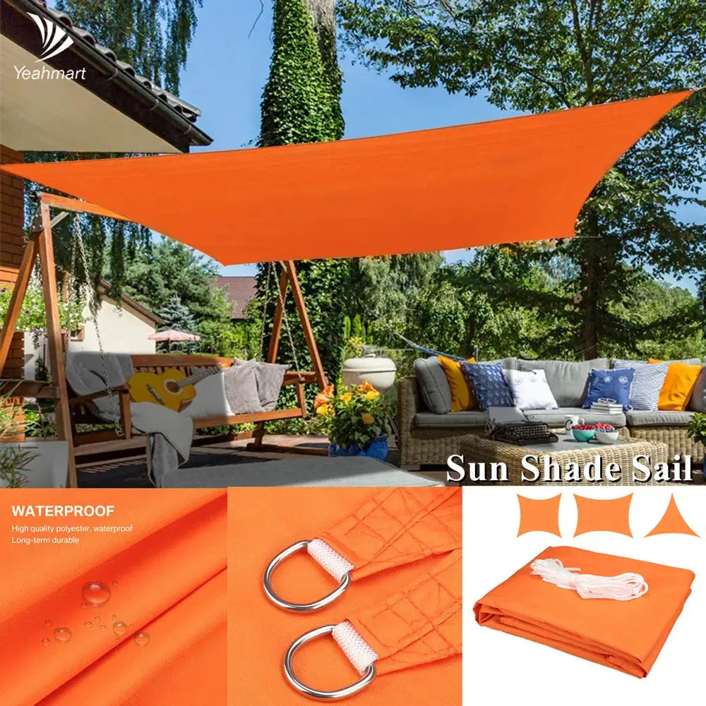Sun Shade Sail Canopy, orange waterproof rectangle for outdoor patio by Simples Market