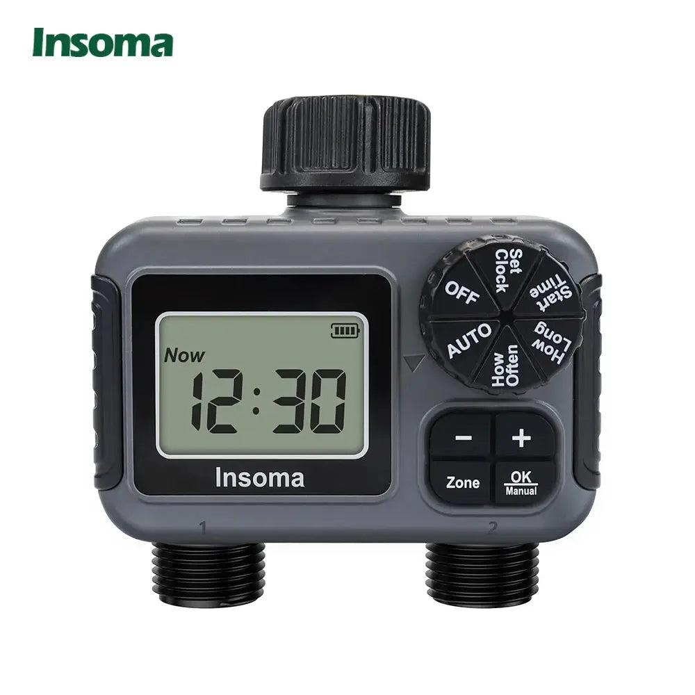 Insoma 2 Zone Sprinkler Timer Programmable Garden Hose Timer Water Saving Irrigation Controller IPX5