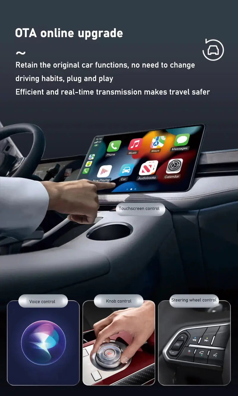2-in-1 wireless Android Auto and CarPlay adapter for car infotainment systems