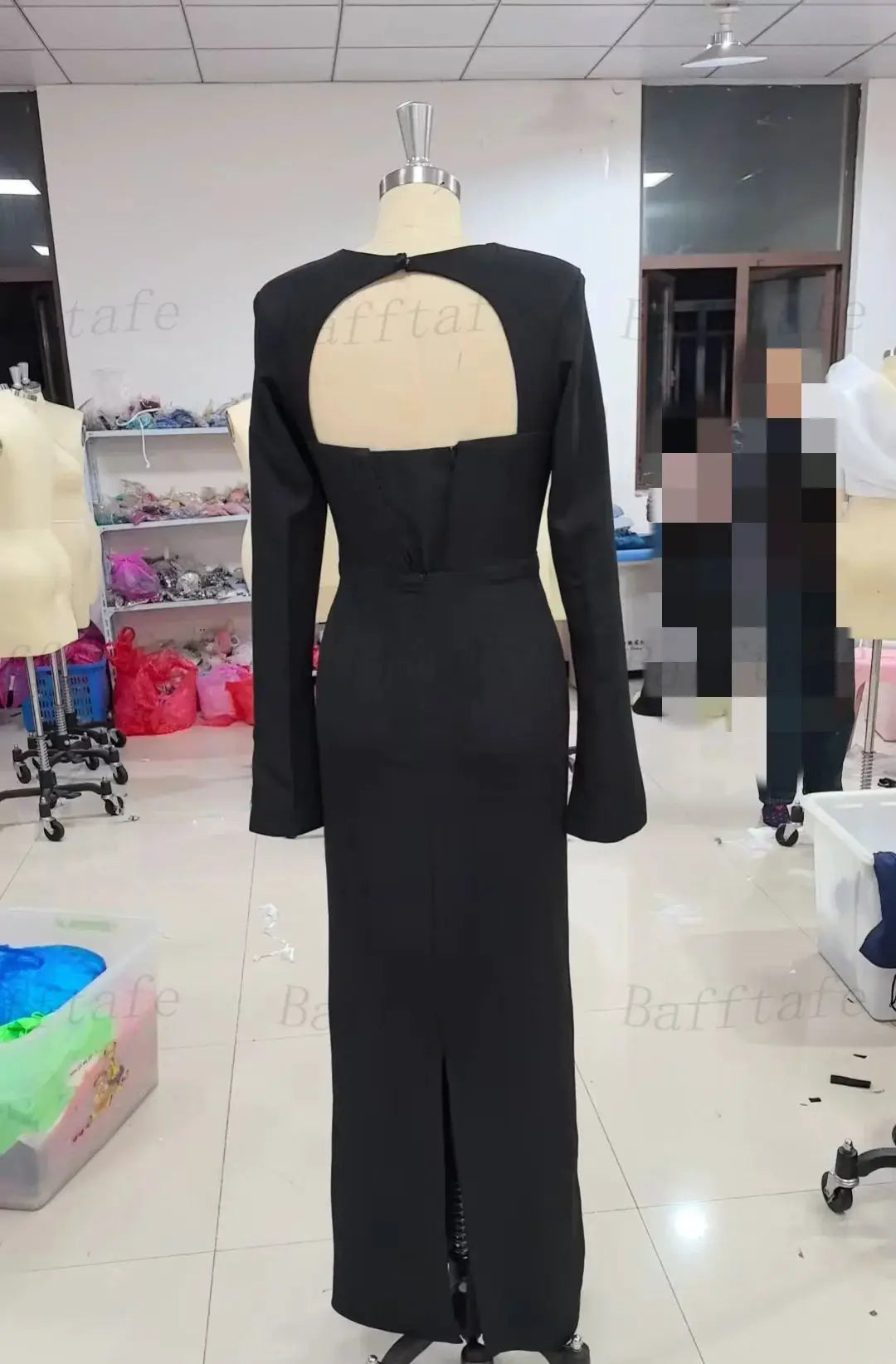 Mermaid Black Prom Dress With Long Sleeves Elegant Formal Evening Gown