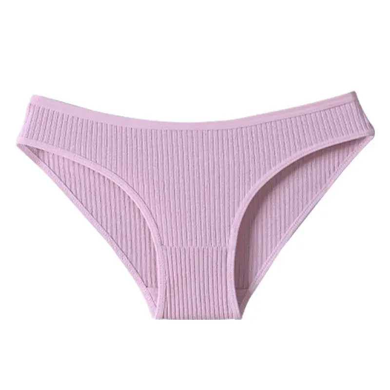 Women's low-rise ribbed cotton panties in pink, breathable underwear from Simples Market