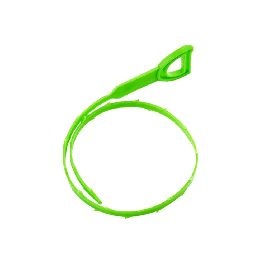 Pipe dredging brush, lime green flexible drain unclogger with handle