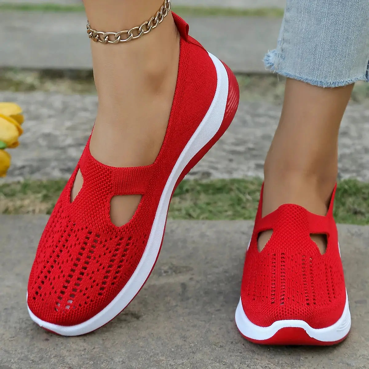 NovaStride Casual Slip On Womens Summer Shoes With Breathable Mesh Upper For All Day Comfort