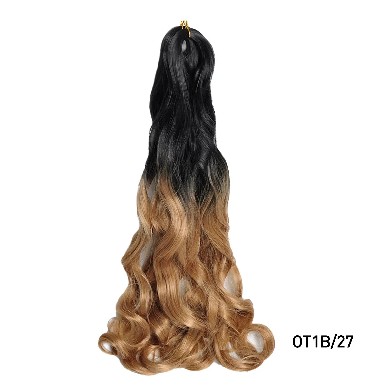 French Curls Braiding Hair 24in synthetic spiral curls, black to blonde ombre