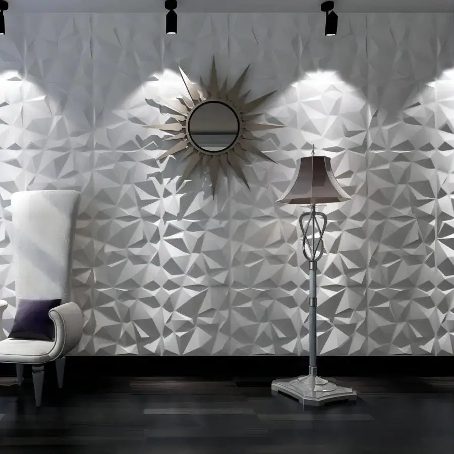 3D textured wall panels, white 30cmx30cm, 12/20pcs for indoor living room hall bedroom office decor