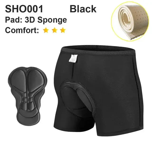 NEWBOLER breathable cycling shorts with 5D gel pad, black, men's MTB/road bike underwear by Simples Market