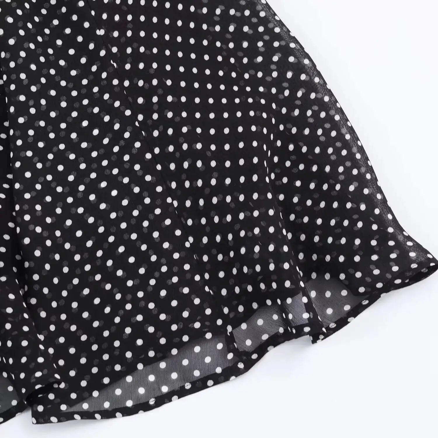 Polka Dot Two Piece Outfits For Women Bow Tie Blouse And Midi Skirt