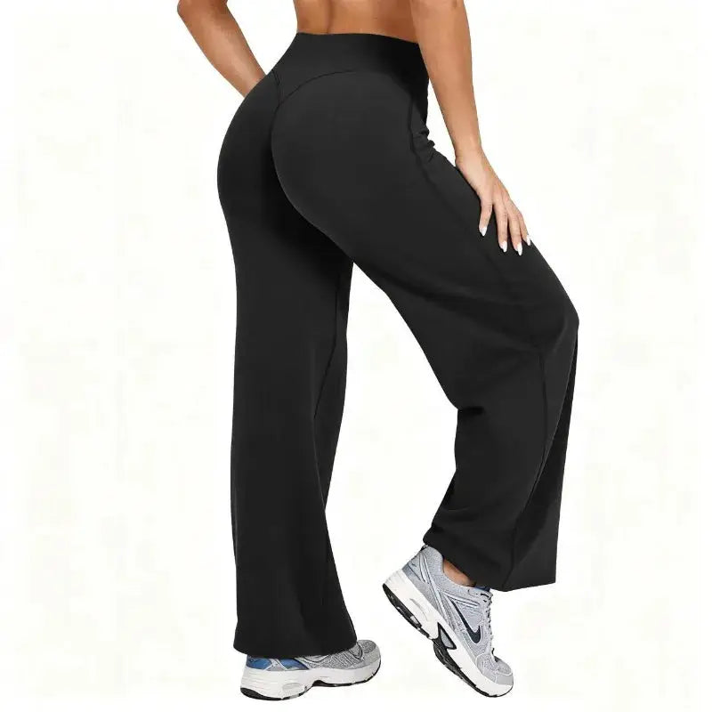 FlexiWear Plus Size Yoga Pants Wide Leg High Waist Ankle Length Comfort For Running And Pilates