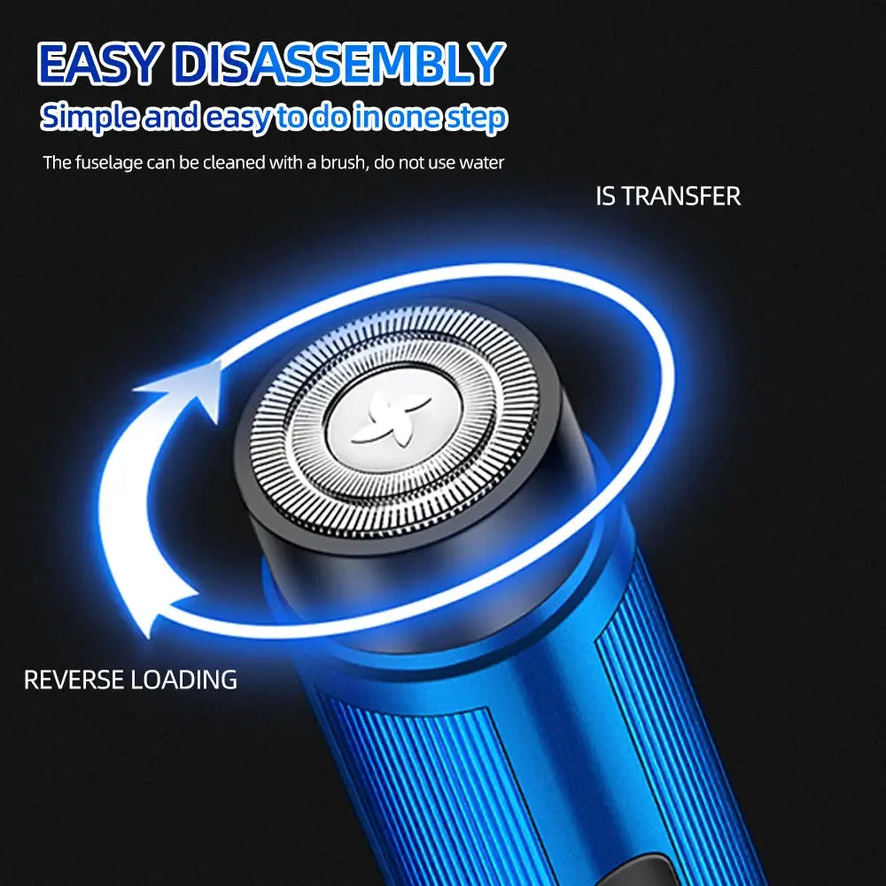 Apex Mini Electric Shaver Rechargeable Portable Turbine Rotary Razor For Face And Body Travel