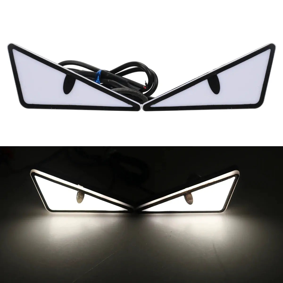 Simples Market universal car LED devil eyes lights, triangular white demon-eye headlight pair
