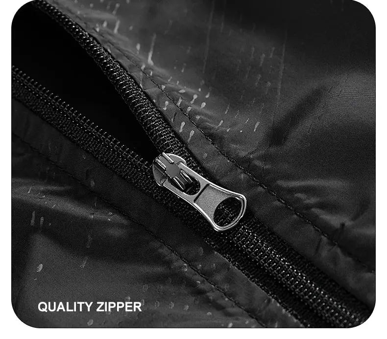 LNGXO waterproof hiking jacket in black with a quality zipper for outdoor rain protection