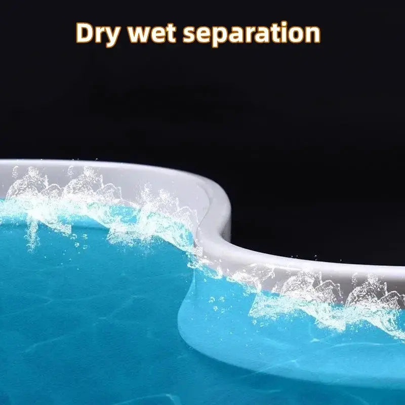 Bathroom silicone bendable water-retaining strip by Simples Market; blue edge seal for shower and kitchen separation.