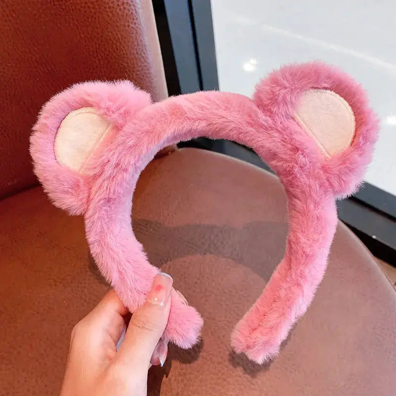 Strawberry Bear Plush Headband For Women Soft Hairband For Face Wash And Skincare Cute Fashion Accessory