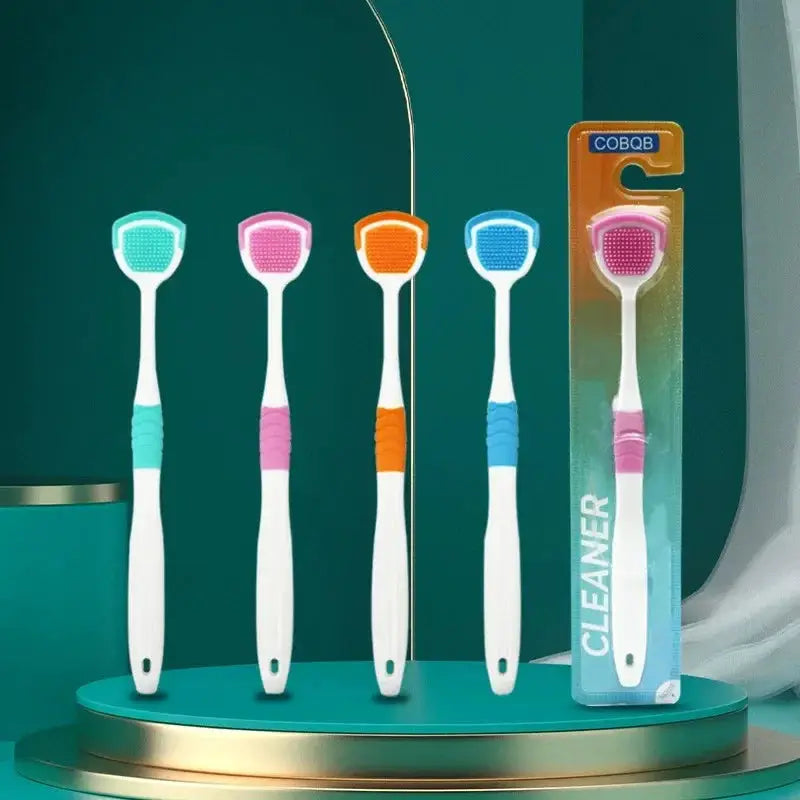 Soft Haired Silicone Tongue Scraper for Adults Reduces Bad Breath and Improves Oral Care