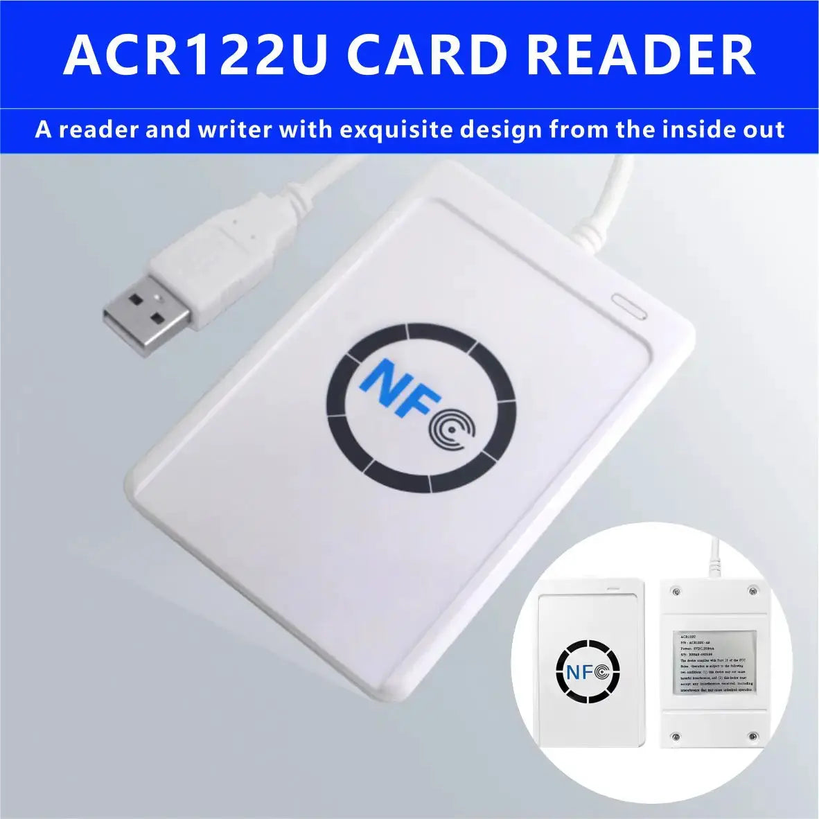 ACR122U RFID card reader, white USB NFC writer/duplicator by Simples Market