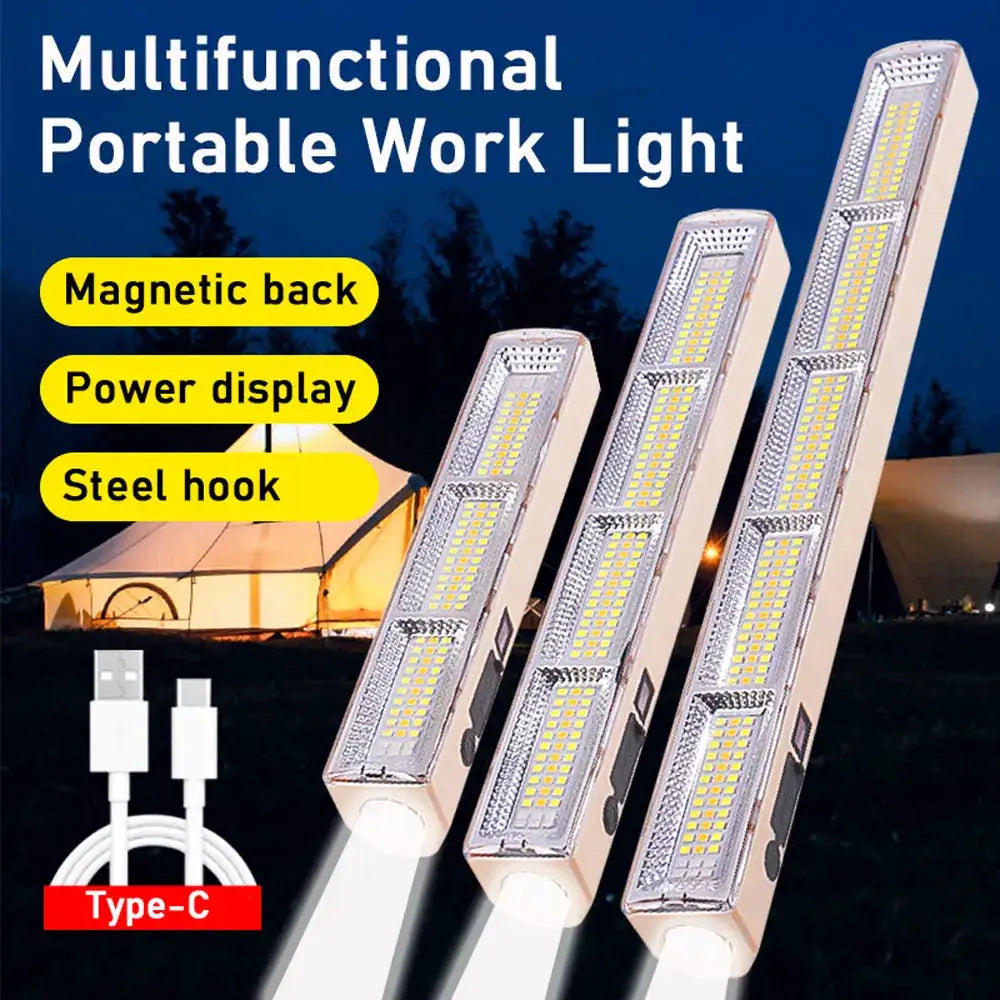 USB Rechargeable Magnetic Work Light With Hook 108 156 210 Underhood Work Lamp For Car Repair And Outdoor Lighting