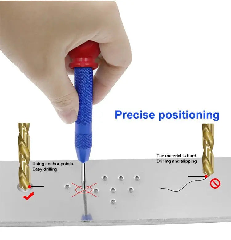 Automatic Center Punch Tool Non Slip Spring Loaded Marking Tool For Woodworking And Metalworking