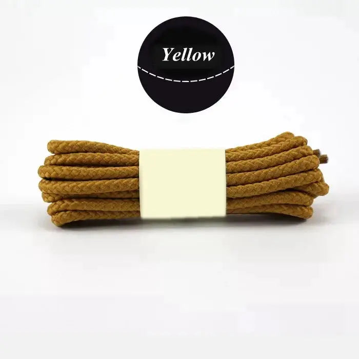 Yellow round braided shoelaces for sneakers and hiking boots, 1 pair