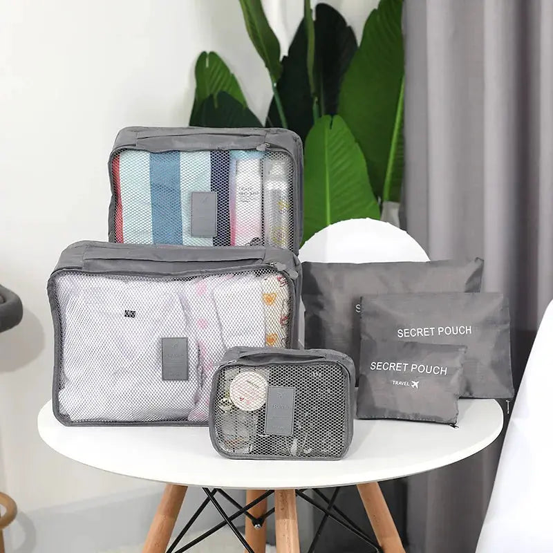 GlobeTrek 6 Piece Travel Clothes Storage Bags Set Space Saving Portable Luggage Organizer Packing Cubes