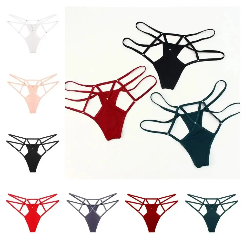 SilkNova Lingerie Elastic Hollow Out Low Waist G Strings Thongs Breathable Nylon Ice Silk All Day Comfort