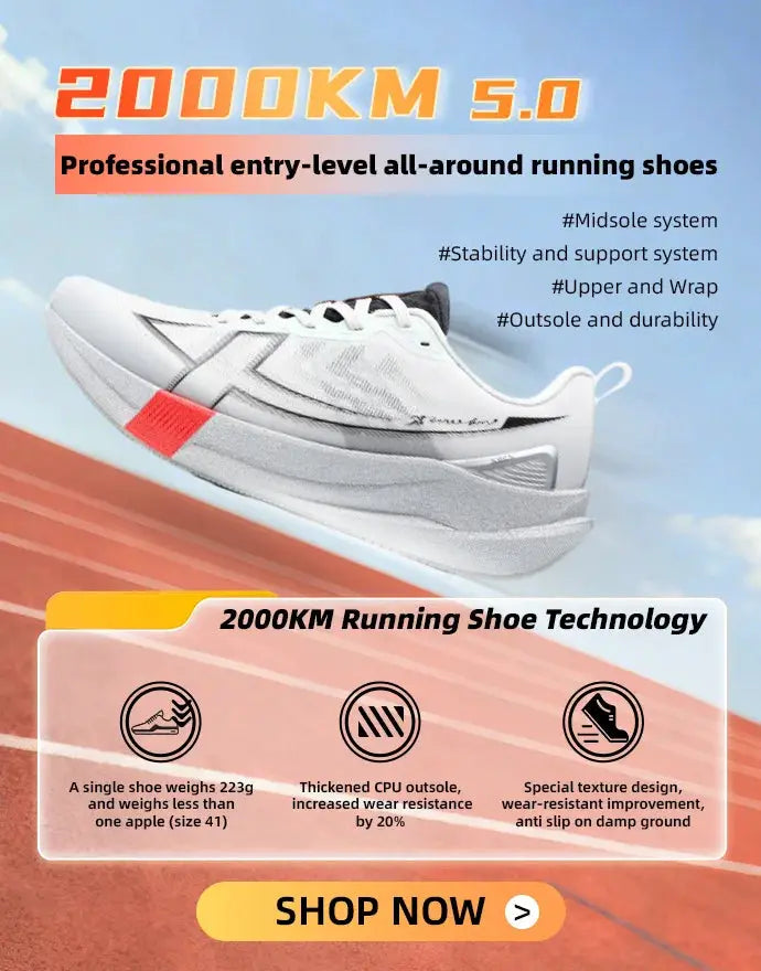 Xtep men's running shoes, white lightweight cushioned wear-resistant sneakers for training.