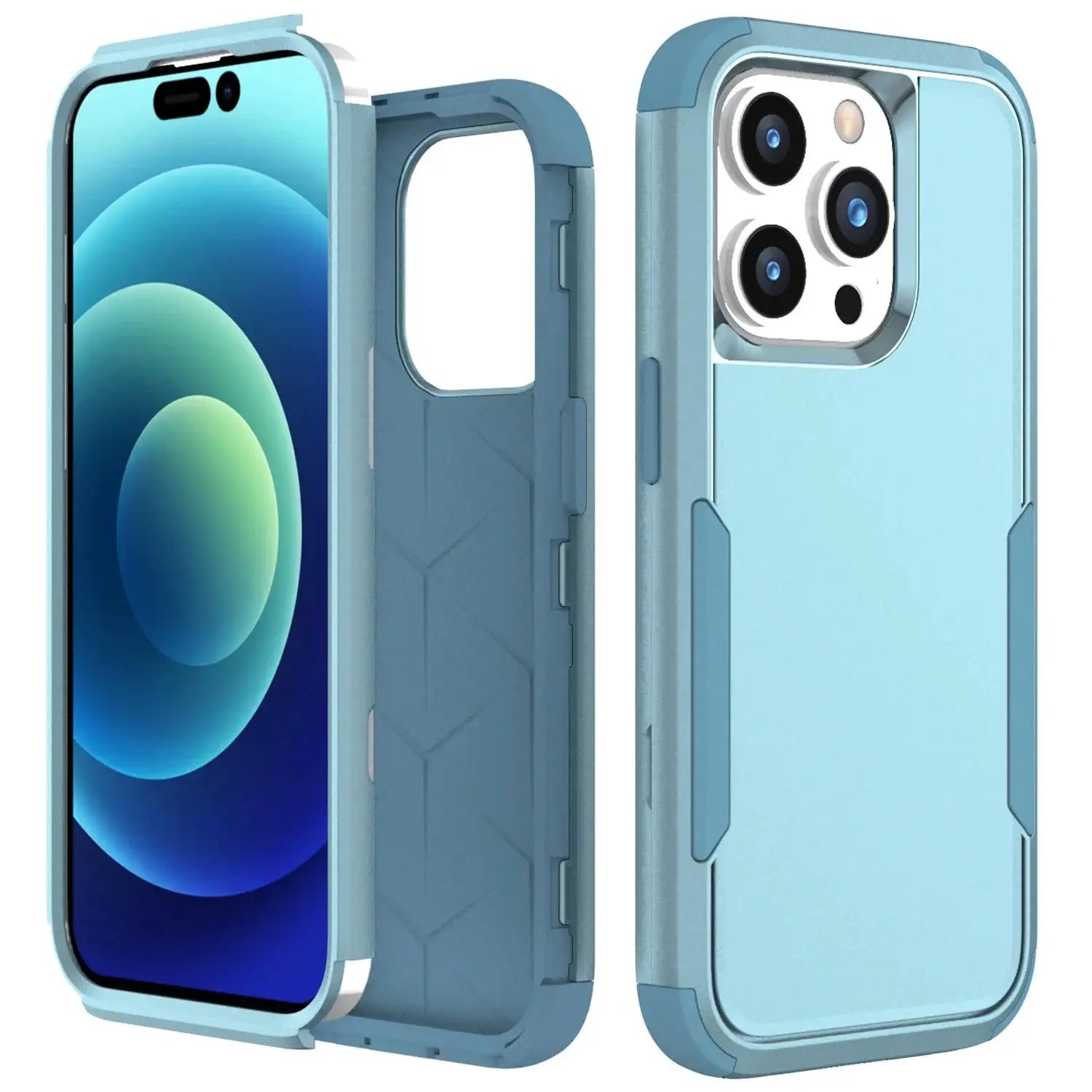 3-Layer Shockproof iPhone Case by Simples Market in blue with rugged bumper protection