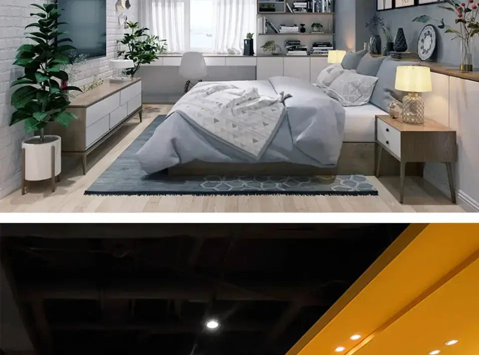Simples Market PIR motion sensor LED downlight, recessed ceiling spot light in warm white for living room