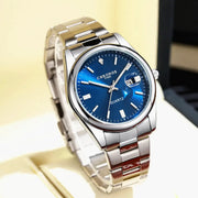 Chronos Luxury Mens Stainless Steel Wristwatch Waterproof Luminous Hands Date Quartz Movement