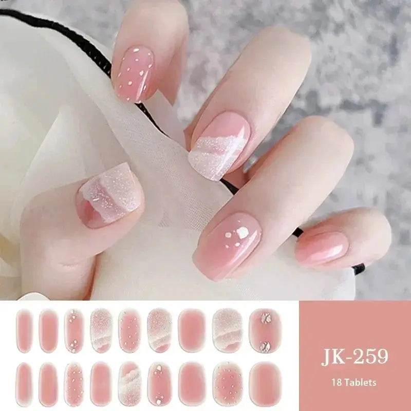 NailLux Semi Cured Nail Wraps For 16 To 20 Tips Easy Full Cover Adhesive Press On Nails Gel Finish UV LED Compatible