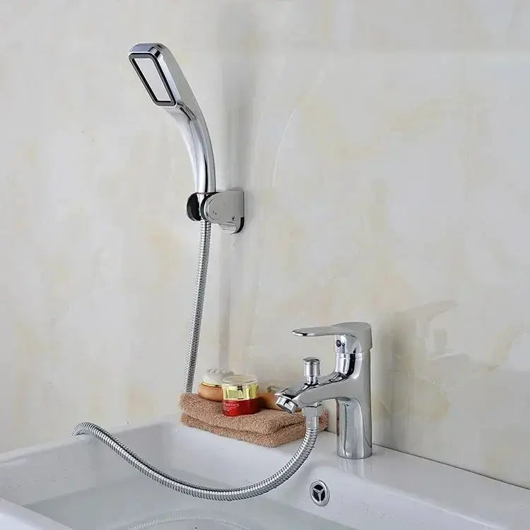 Bathroom shower faucet by Simples Market, chrome finish with handheld showerhead and flexible hose