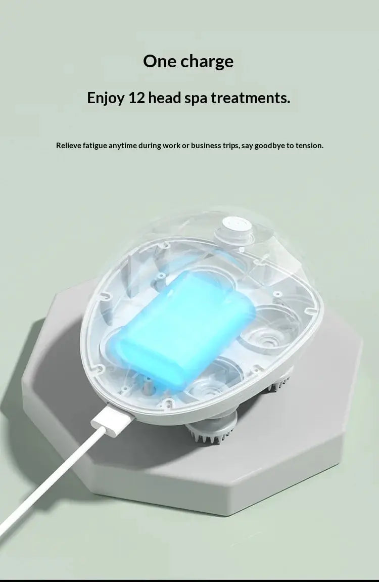 Deep scalp massager by Simples Market, electric massager with blue interior and transparent housing