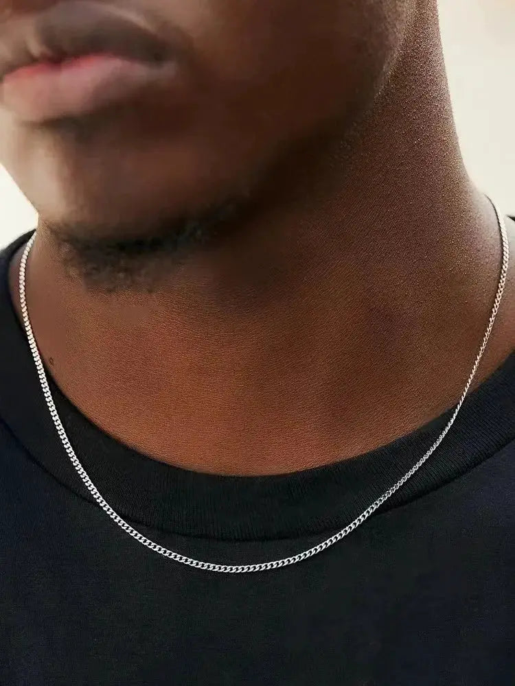 3mm Mens Cuban Link Chain Necklace Stainless Steel Jewelry Fashion for Men Trendy Gift Idea