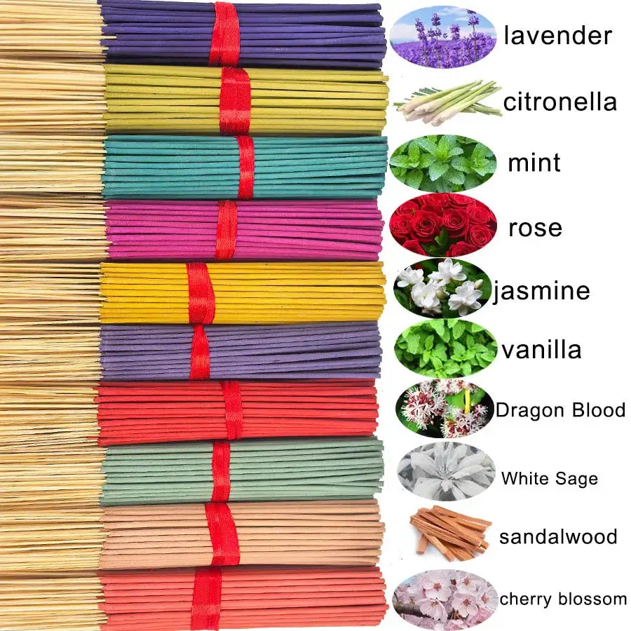 7 Sets Of 20 Incense Sticks Featuring Rose Lavender Sandalwood Jasmine Mint Cherry Blossom Herbal Dragon Bloodwood