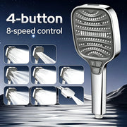 Simples Market square chrome showerhead system with handheld wand and 8 spray modes