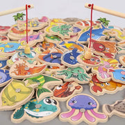 Montessori Wooden Magnetic Fishing Toy Set For Kids Aged 3 To 6 Educational Rod And Fish Game Gift
