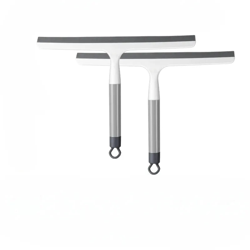 Silicone shower scraper squeegee pair from Simples Market with gray grips and white blades