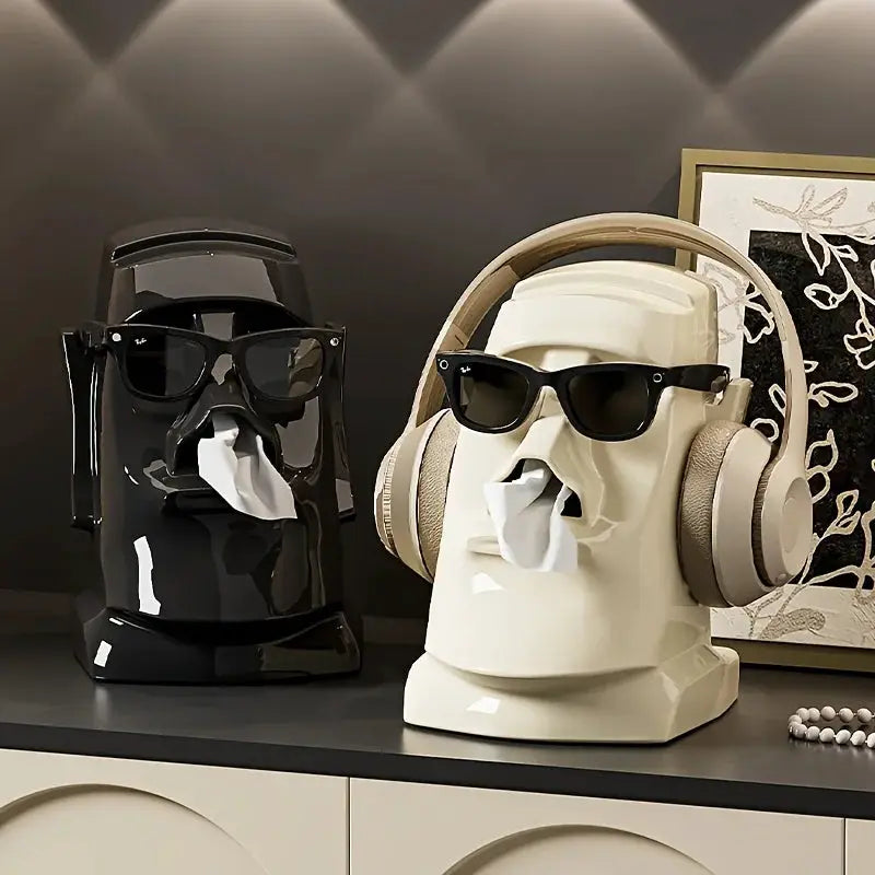 Creative Stone Figure Tissue Box Decorative Modern Paper Towel Holder for Living Room and Bedroom