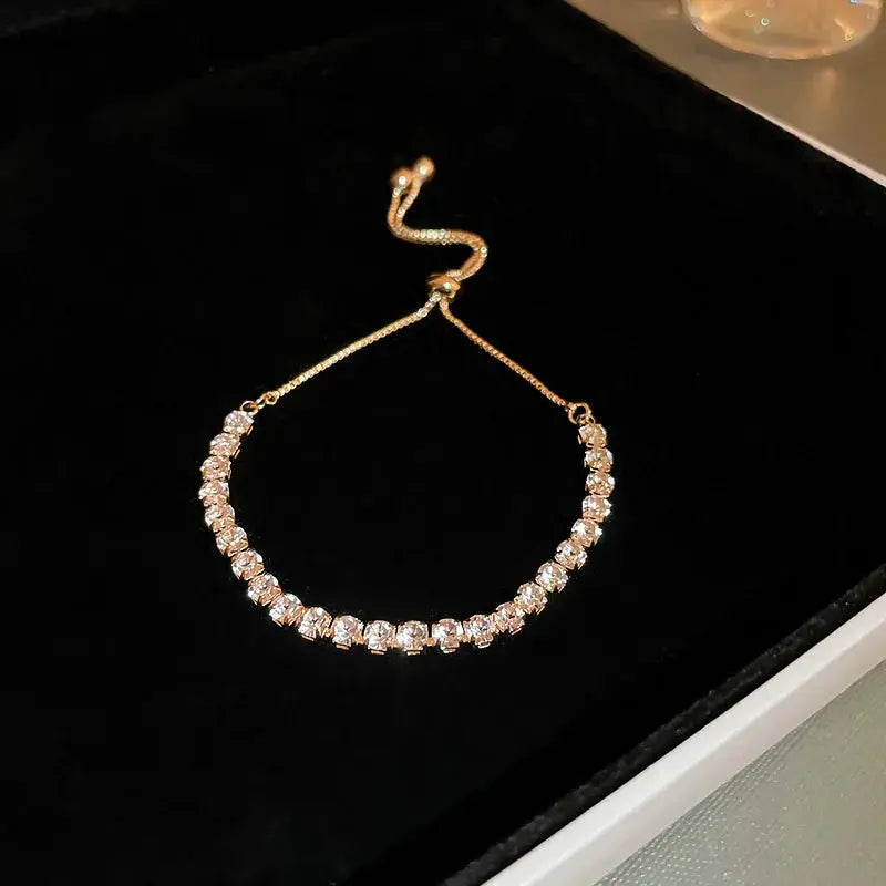 Wave Geometry Adjustable Bracelet Bangle Luxury Rhinestone Crystal Jewelry For Women Wedding Wristband Fashion